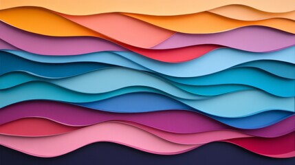 Obraz premium Abstract Wavy Layers in Vibrant Colors with Smooth Curves and Modern Design for Creative Backgrounds and Textures in Art Projects and Graphic Designs