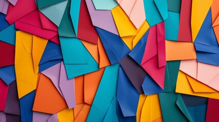 Fototapeta premium Colorful and Vibrant Paper Envelopes Arrangement in Various Shapes and Sizes Creating an Eye-Catching Abstract Background for Creative Designs and Art Projects