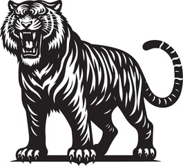 Obraz premium tiger illustration, angry Tiger silhouette vector