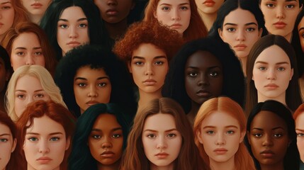 Fototapeta premium Diverse Women Standing in Solidarity: Empowerment and Unity Across Cultures in Vibrant Illustration