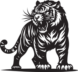 Fototapeta premium tiger illustration, angry Tiger silhouette vector