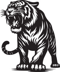 Obraz premium tiger illustration, angry Tiger silhouette vector