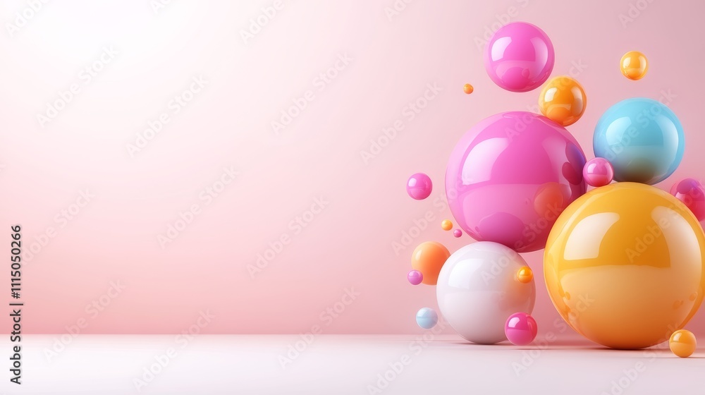Poster colorful 3d chat bubbles on empty background with soft lighting