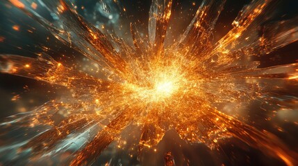 Fototapeta premium explosive burst of golden light creating dynamic energy