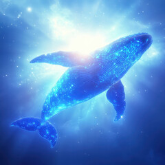 Fototapeta premium radiant sky whale gliding through luminous ocean of stars