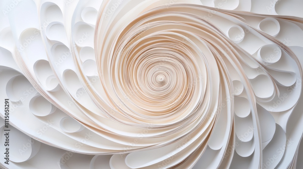 Poster intricate swirling pattern of white paper in abstract design capturing fluid motion and delicate tex