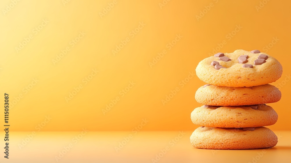 Poster 3d model of single cookie on color background for creative use