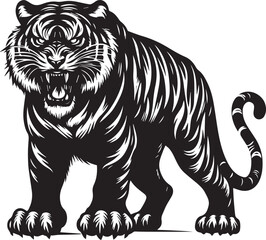 Obraz premium tiger illustration, angry Tiger silhouette vector