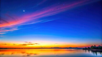 Obraz premium Vibrant and colorful clear sky at twilight before sunrise, twilight, colorful, sky, clear, clouds, morning, sunrise