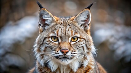 Obraz premium Frowning red Canadian bobcat with intense expression, wildlife, predator, animal, bobcat, Canadian, red, frown, angry, intense