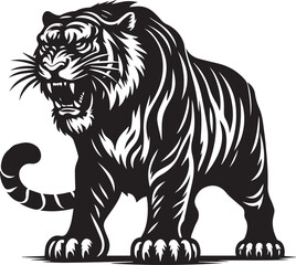 Fototapeta premium tiger illustration, angry Tiger silhouette vector