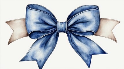 Naklejka premium Elegant Blue Ribbon Bow Decorative Accessory for and Gifts Feminine Fashion Detail Luxury Symbol Celebratory Embellishment