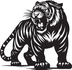 Obraz premium tiger illustration, angry Tiger silhouette vector