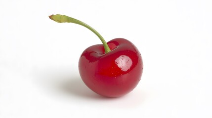 Fresh Red Cherry Displayed on White Background Food Photography Studio Environment High Detail Vibrant Colors