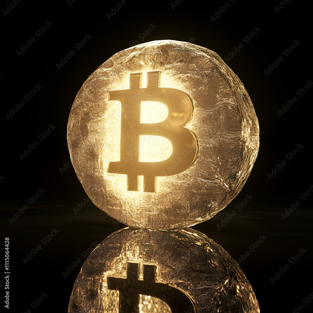 Poster cryptocurrency revolution bitcoin symbol digital realm 3d art illuminated environment close-up view 