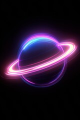 Glowing cosmic sphere with vibrant rings. AI.