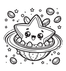 Coloring page starfruit happy on the space fly