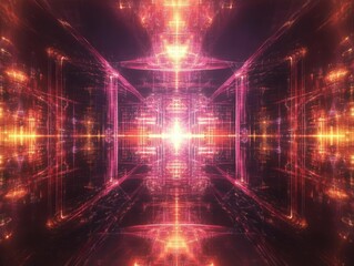 Obraz premium Exploring Digital Cityscapes: Futuristic Data Streams and Networks Glow Brilliantly