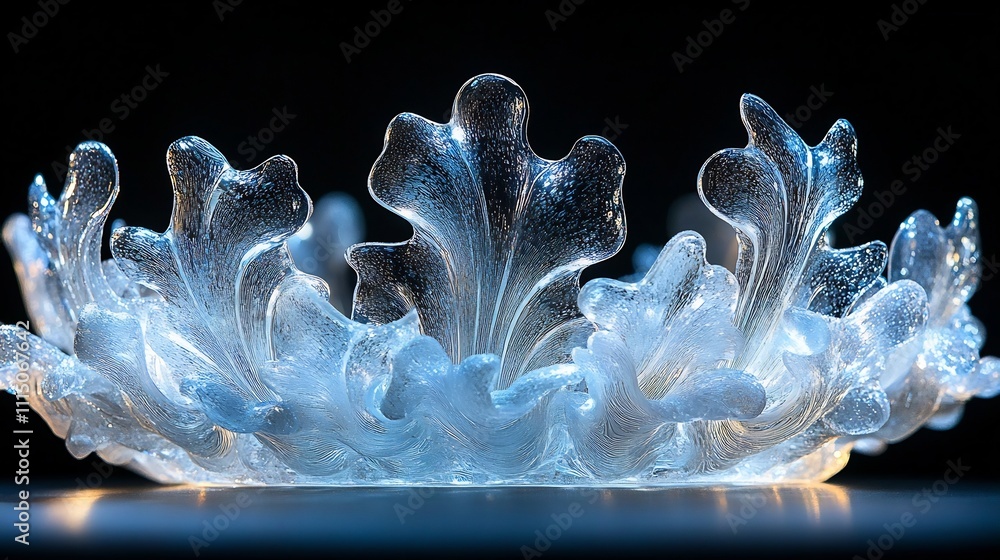Poster exquisite glass crown adorned with intricate crystal patterns sparkling and shimmering under soft di