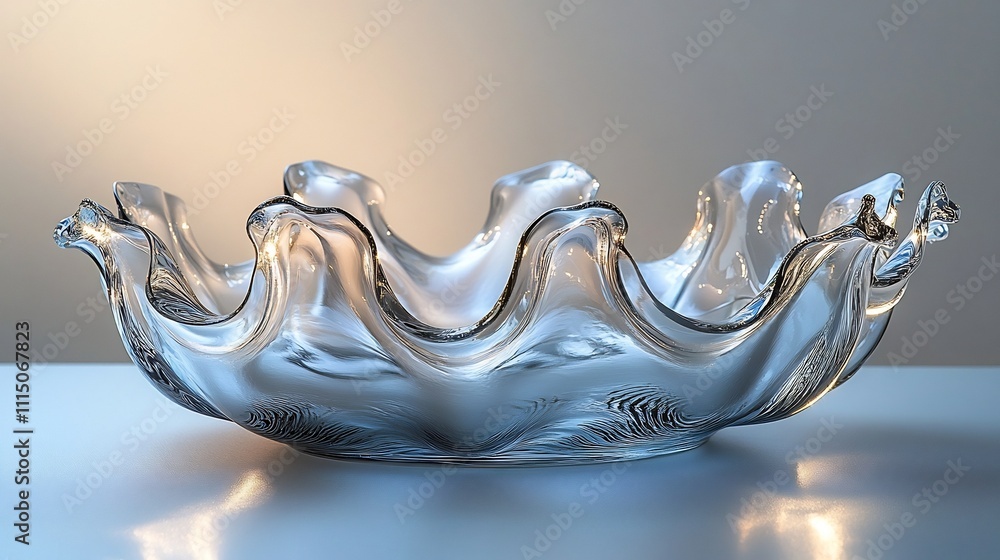 Poster a stunning glass crown with smooth curved edges that reflects ambient light creating a breathtaking 