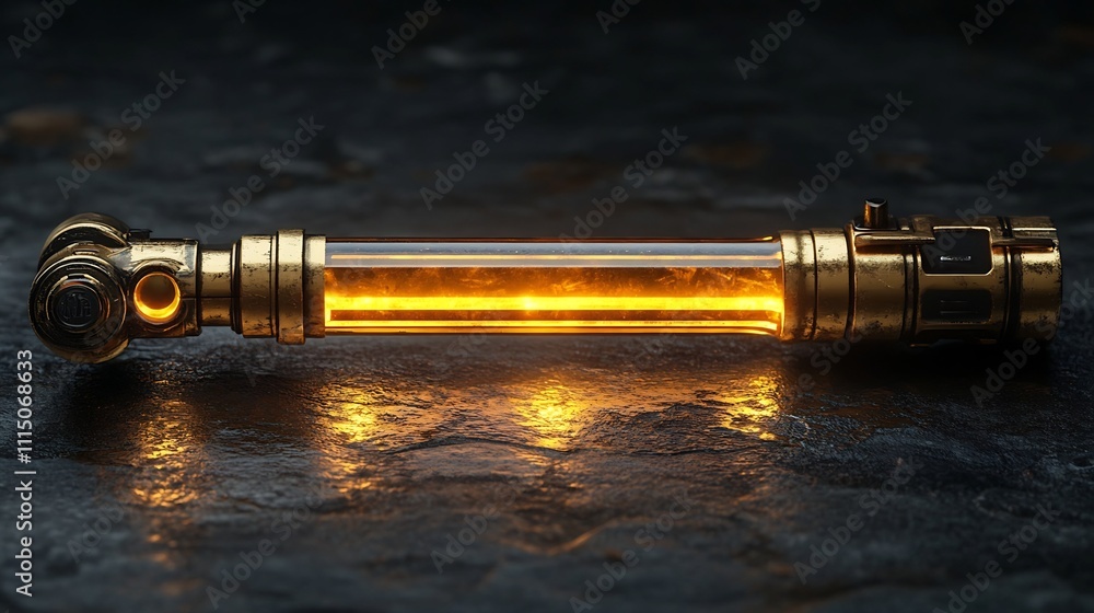 Poster elegant and refined gold key with clean minimalist lines gleaming under ambient lighting and surroun