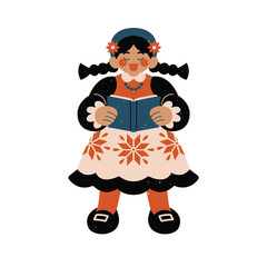 Folksy Christmas Doll Reading Element.eps, Adobe Illustrator Artwork