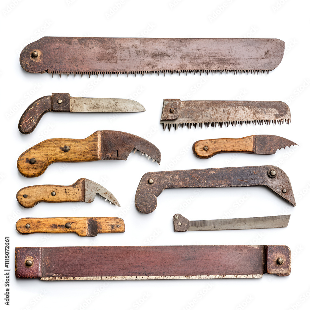 Poster crafting tools collection workshop image set rustic environment top-down view handyman concept for s