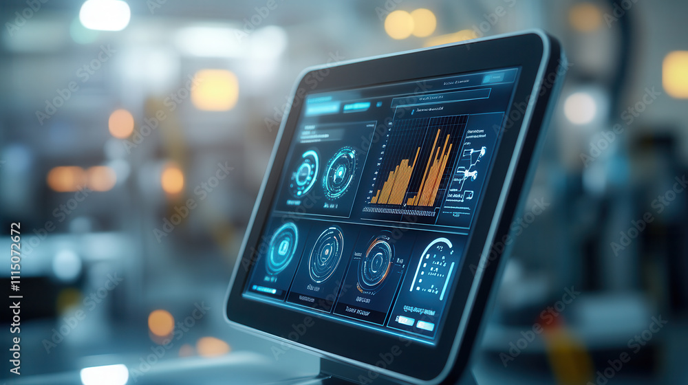 Aufkleber close up of smart meter interface displaying energy usage data and analytics in modern industrial se