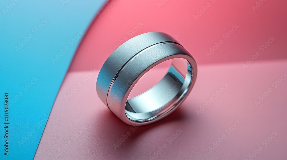 Poster closeup of a beautifully crafted minimal silver ring with a subtle matte finish displayed against a 