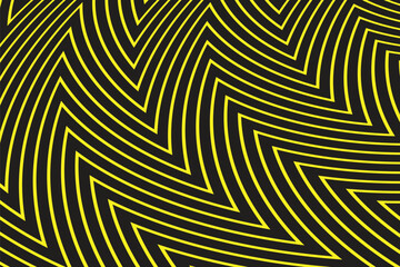 simple abstract yellow black color geometric wavy pattern yellow lines with a black background vector art illustration