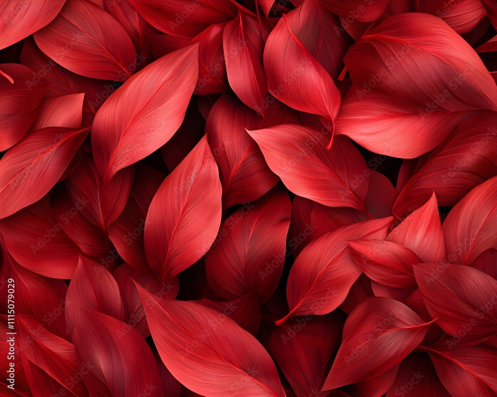 Poster a vibrant arrangement of red leaves creating a visually striking pattern.