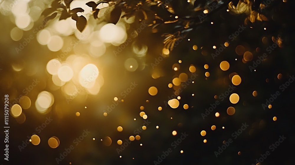 Aufkleber abstract golden bokeh background. bokeh background with golden lights - generated ai