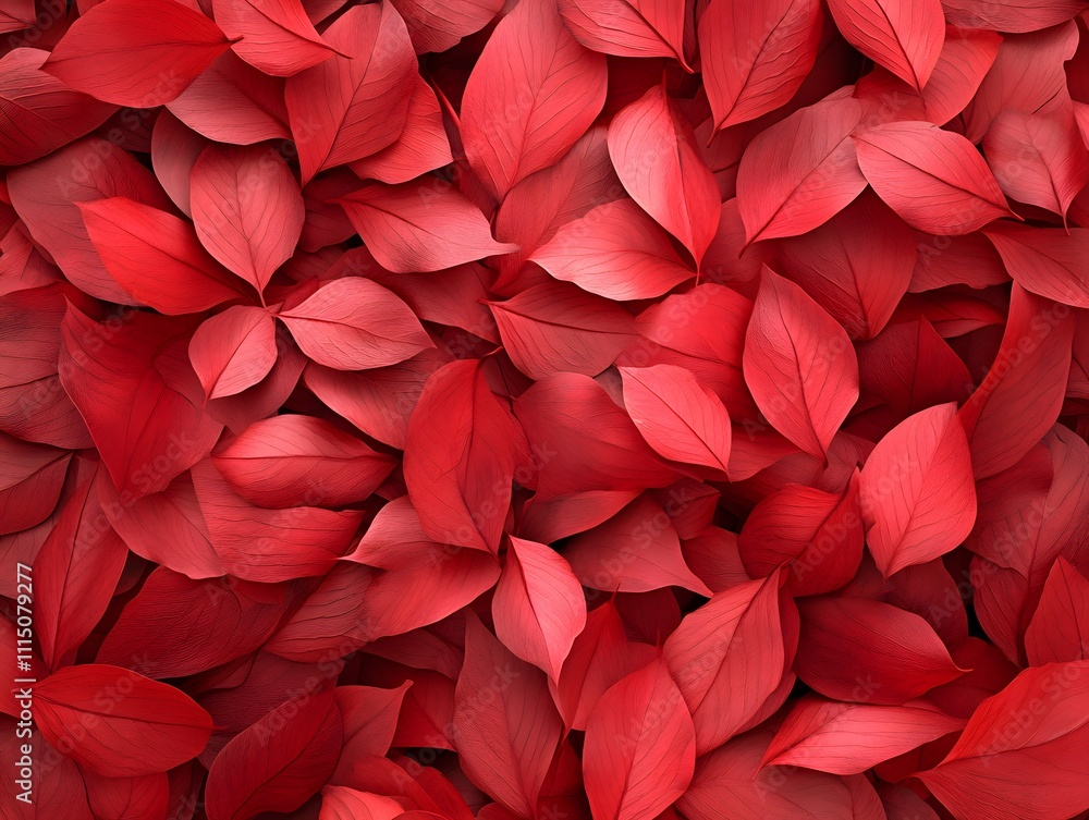 Poster a vibrant arrangement of red leaves creating a visually striking pattern.