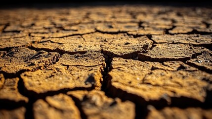 Obraz premium Severe droughts have left the ground of an empty reservoir parched and cracked, illustrating the critical water scarcity issue affecting many regions