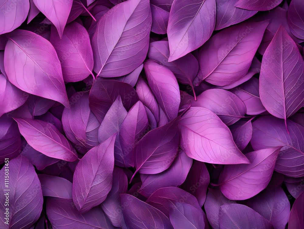 Poster a vibrant array of purple leaves creating a visually striking natural pattern.