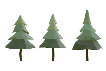 set of pine tree model for decorative on your advertising media. 3d rendering image with clipping path included.