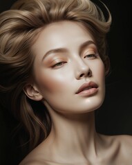 Obraz premium Beautiful blonde woman with messy hair style