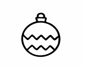 Fototapeta premium Minimalist Christmas Ornament Icon - Black Outline with Zigzag Pattern for Festive Decor and Holiday Art