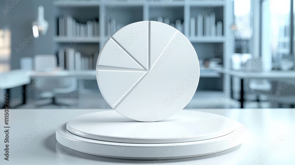 Poster interactive white pie chart displayed on a tablet in a business setting, perfect for showcasing mark