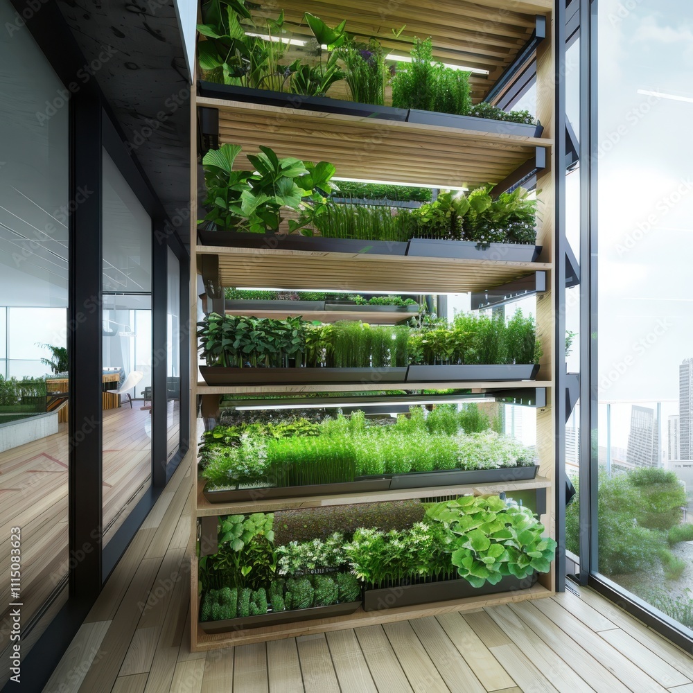 Poster implementing sustainable urban vertical farming a modular hydroponic approach in modern cities for e