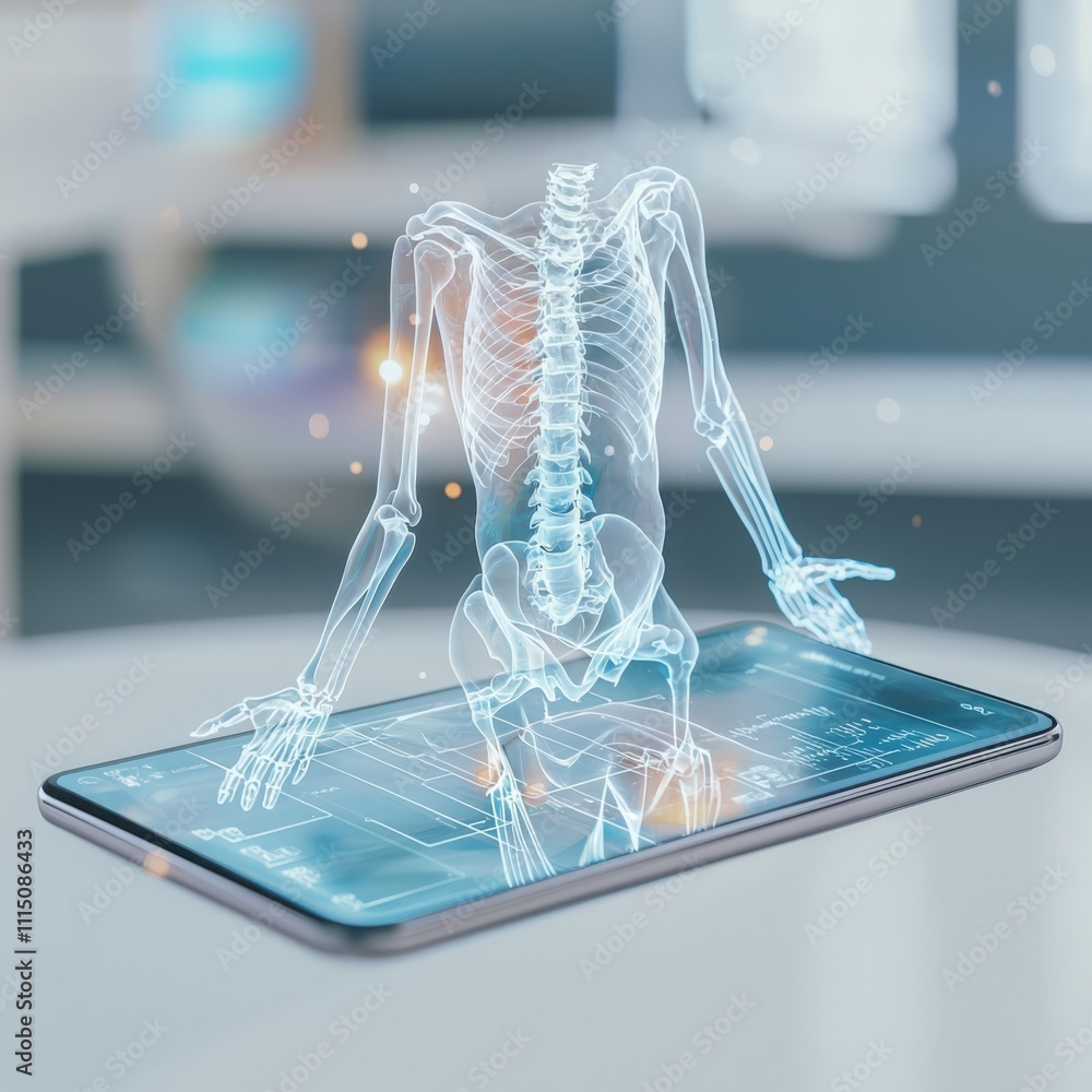 Poster revolutionizing medical diagnostics augmented reality technology in clinical settings with a sleek i
