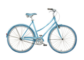 Fototapeta premium blue bicycle watercolor painting drawing cut out isolated on white background