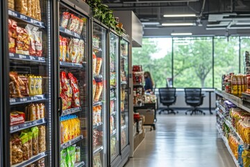 Naklejka premium Grocery shopping experience supermarket photo series modern environment aisle perspective consumer choices