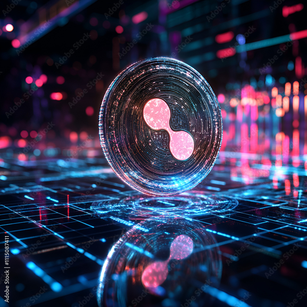 Poster futuristic digital sphere visualization virtual space 3d image neon environment close-up view techno