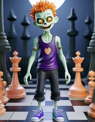 A 3-d Zombie on a giant Chessboard