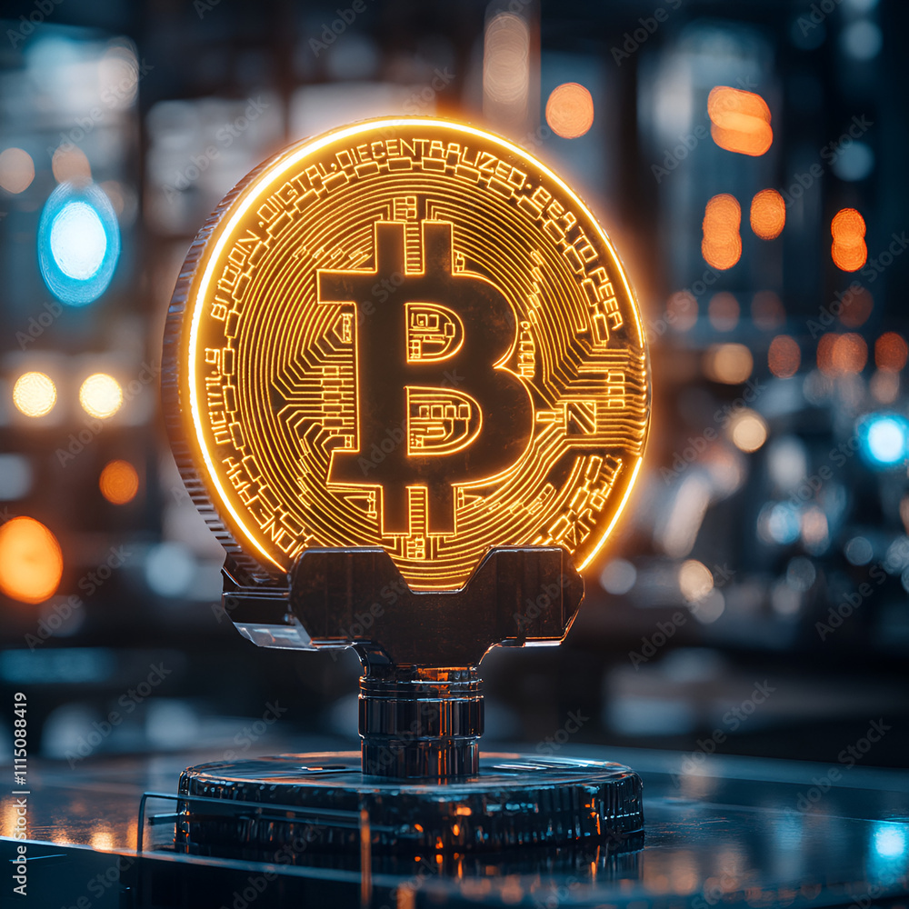 Aufkleber bitcoin digital currency revolution virtual space graphic design tech environment close-up view inve