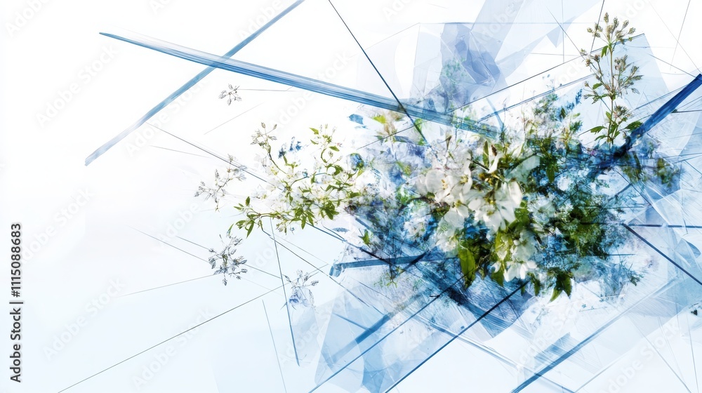 Poster creating directional lines with botanical spatial network brushes in a microscopic environment an or