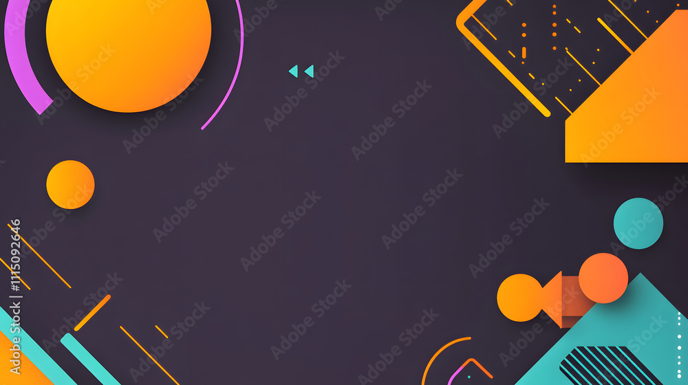 Aufkleber A vibrant abstract design featuring geometric shapes and bold colors against a dark background, creating a modern and dynamic visual