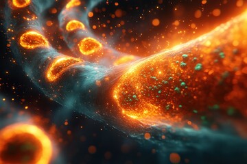 Obraz premium Surreal Futuristic Human Digestive System with Blood Cells and Dramatic Lighting