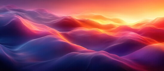 Obraz premium Serene Abstract Landscape with Warm Orange and Cool Purple Gradient Smooth Flowing Shapes